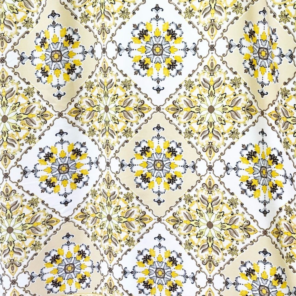 Lulus Dandy Lion Yellow White Tile Print Mini Shift Dress Women’s Size Medium - Picture 5 of 13